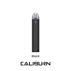 Uwell Caliburn A2S Pod Siyah, şık ve kompakt elektronik sigara.
