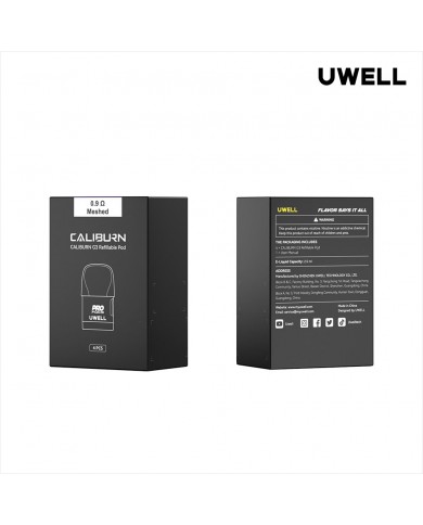 Uwell Caliburn G3 Kartuş 0.9Ω Mesh, 4'lü paket, siyah kutu.