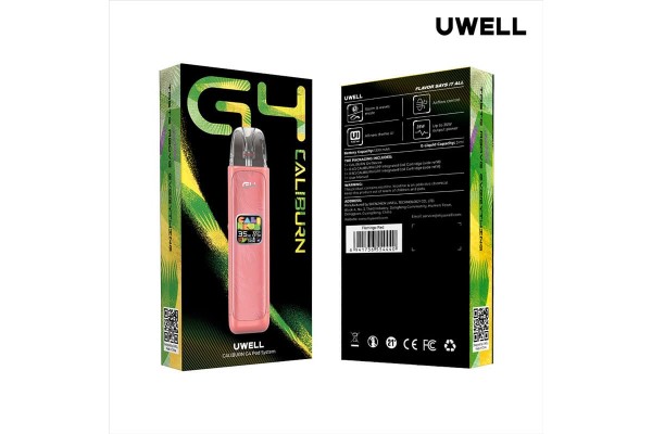 Uwell Caliburn G4 Pod Sistemi Pembe - Kutu ve Cihaz Görünümü