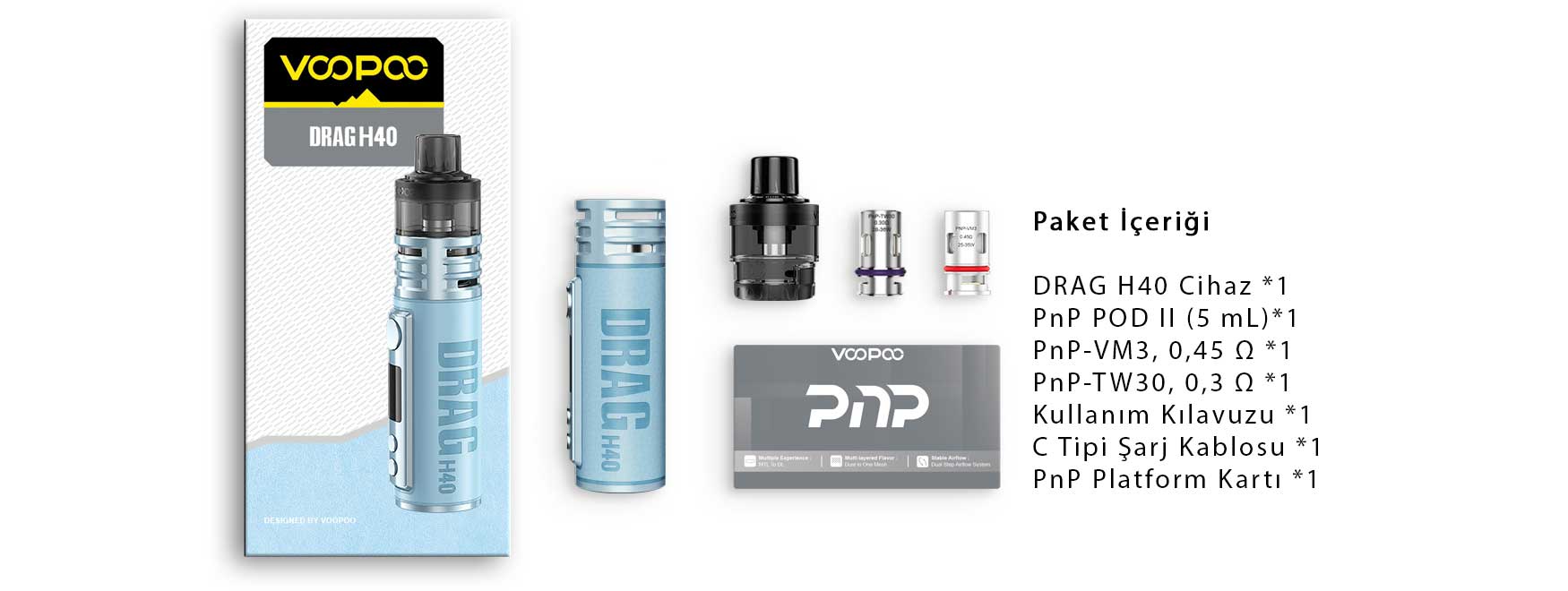 voopoo h40 pod kutu içeriği